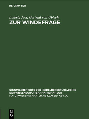 cover image of Zur Windefrage
